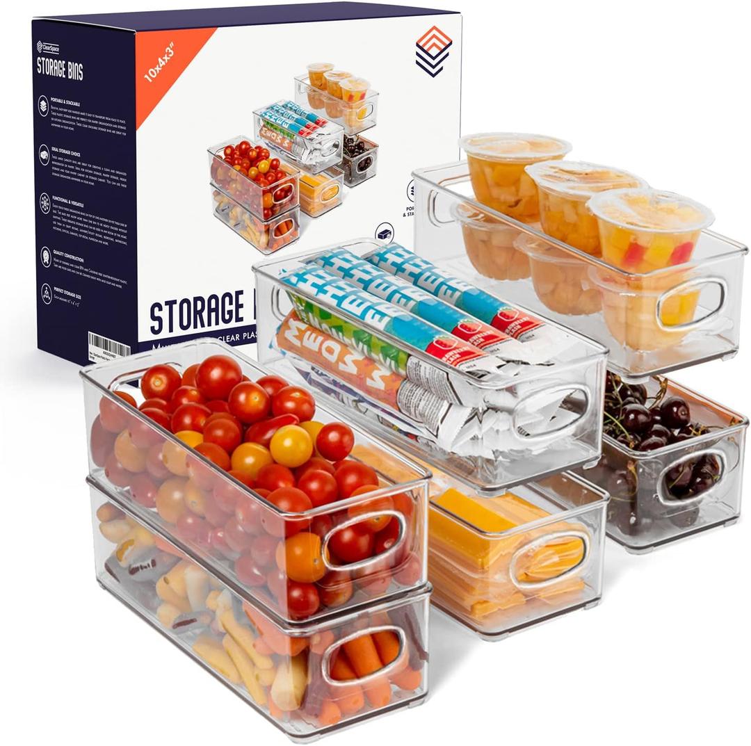 ClearSpace Plastic Pantry Organization and Food Storage Bin Great Kitchen Organization and Kitchen Storage Fridge Organizer Bins, Pantry Storage 6 Pack