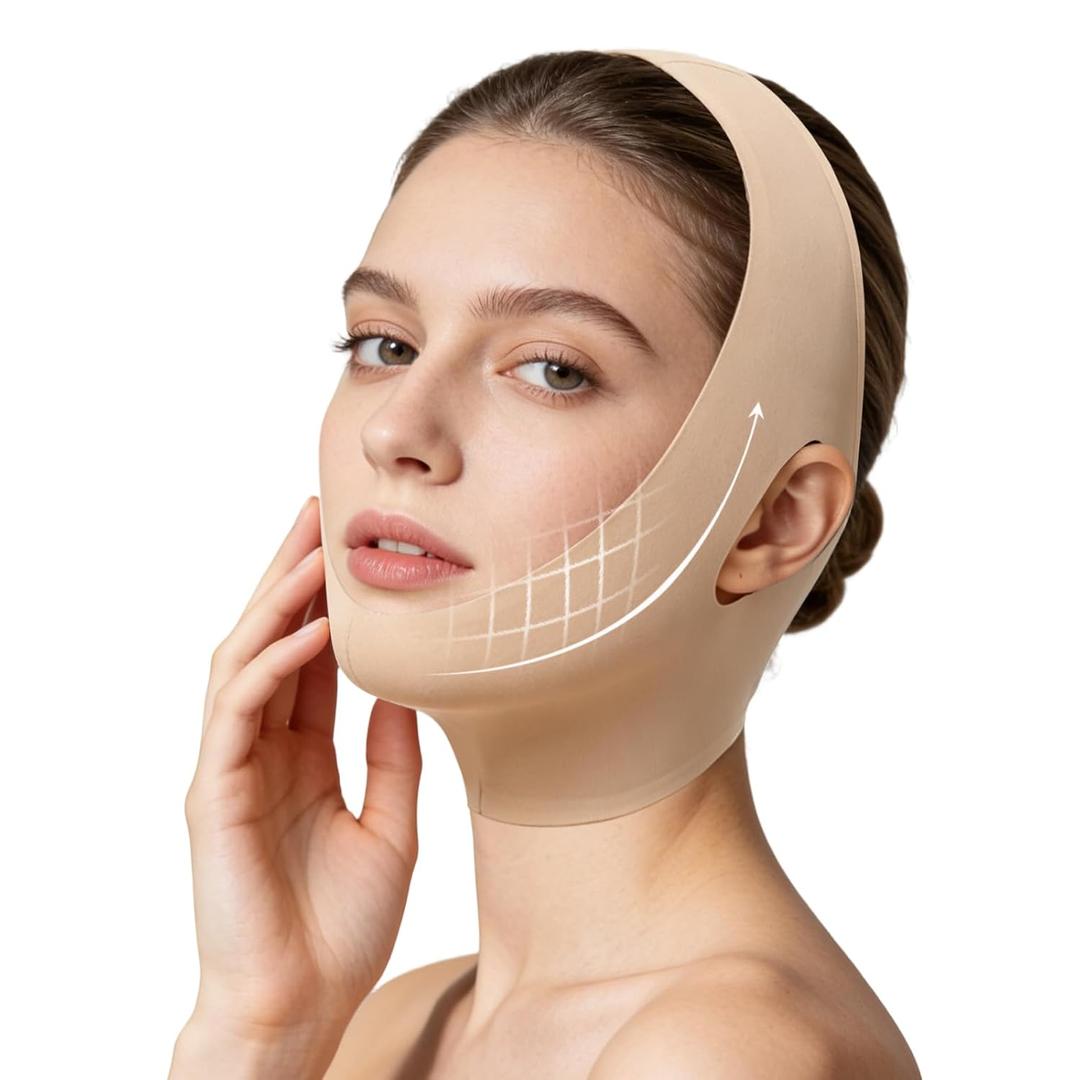 Collagen Face Sculpt Wrap, Reusable Face Mask Jawline Shaper Chin Strap For Sleeping Made With Skin-Friendly And Breathable Materials