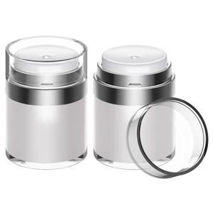 Airless Pump Jar, 1 oz Airless Pump Bottles, Travel Lotion Container Vacuum Dispenser for Cream Leak-Proof TSA-Friendly Design Keeps Cream Fresh Multi-Purpose for Lotion, Sunscreen (2 Pack)
