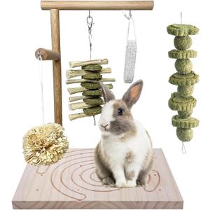 kathson Wooden Rabbit Toys Scratching Pad Bunny Chew Toys for Small Animal Rabbits Guinea Pigs Chinchilla Hamsters