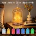 Essential Oil Diffuser, 120ML Glass Aromatherapy Diffuser with 7 Color Lights & Timer, Ultrasonic Small Humidifier with Auto Shut-Off for Home Office Bedroom (Glass-Diamond)