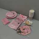 Pink Graduation Decorations Class of 2025, Pink Rose Gold Graduation Disposable Paper Plates Napkins Cups Forks Tablecloth and Balloons for Pink 2025 Graduation Party Supplies, Serve 20