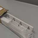 MyGift 10 Inch Floating Wall Shelf with Hooks, Whitewashed Wood Entryway Storage Shelf with 4 Metal Key Hooks