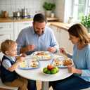 2 x BUSOHA 2 Pack Stainless Steel Kids Plate with Suction - 9.4"X 8.6" Divided Toddler Baby Plates with Silicone Sleeves 2-in-1 Non-Slip Anti Breakage Metal Toddler Bowls (Blue + Beige)