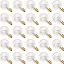 G40 Replacement Bulbs, 120V 5 Watt Clear Globe Incandescent Light Bulbs fits E12 C7 Candelabra Base, Dimmable String Light Bulbs Replacement for Indoor Outdoor Patio Decor, (25 Pack)