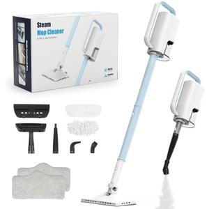 Steam Cleaner, 6 in1 Rotated Steam Mop Cleaner with 2 Modes, 2 Microfiber Pads, 400ML Removable Tank, 23FT Power Cable, Detachable Steam Mops for Floor, Laminate Floor, Tiles Cleaning (Peacock Blue)