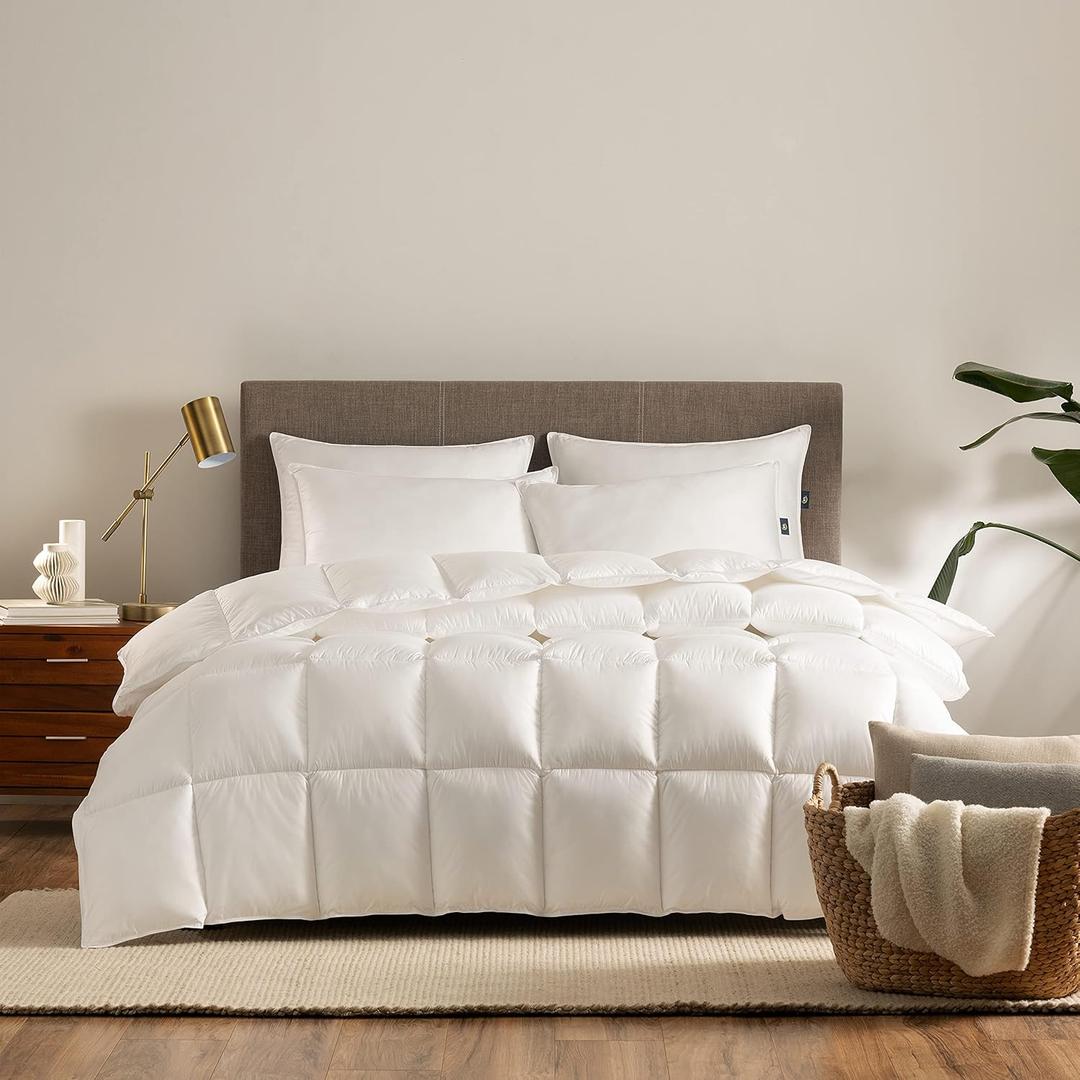 Serta Down Illusion Extra Warmth Hypoallergenic Down Alternative Comforter with Corner Loops, King/Cal King, White