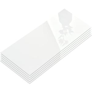 10-Sheet Subway Peel and Stick Backsplash, 12" x 24" Glossy Pure White Acrylic Self Adhesive Waterproof Wall Stickers, Stick on Tiles for Kitchen Bathroom Shower