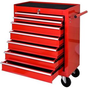 BouPower Rolling Tool Chest, 7-Drawer Rolling Tool Box with Interlock System and Wheels for Garage, Warehouse, Workshop, Repair Shop