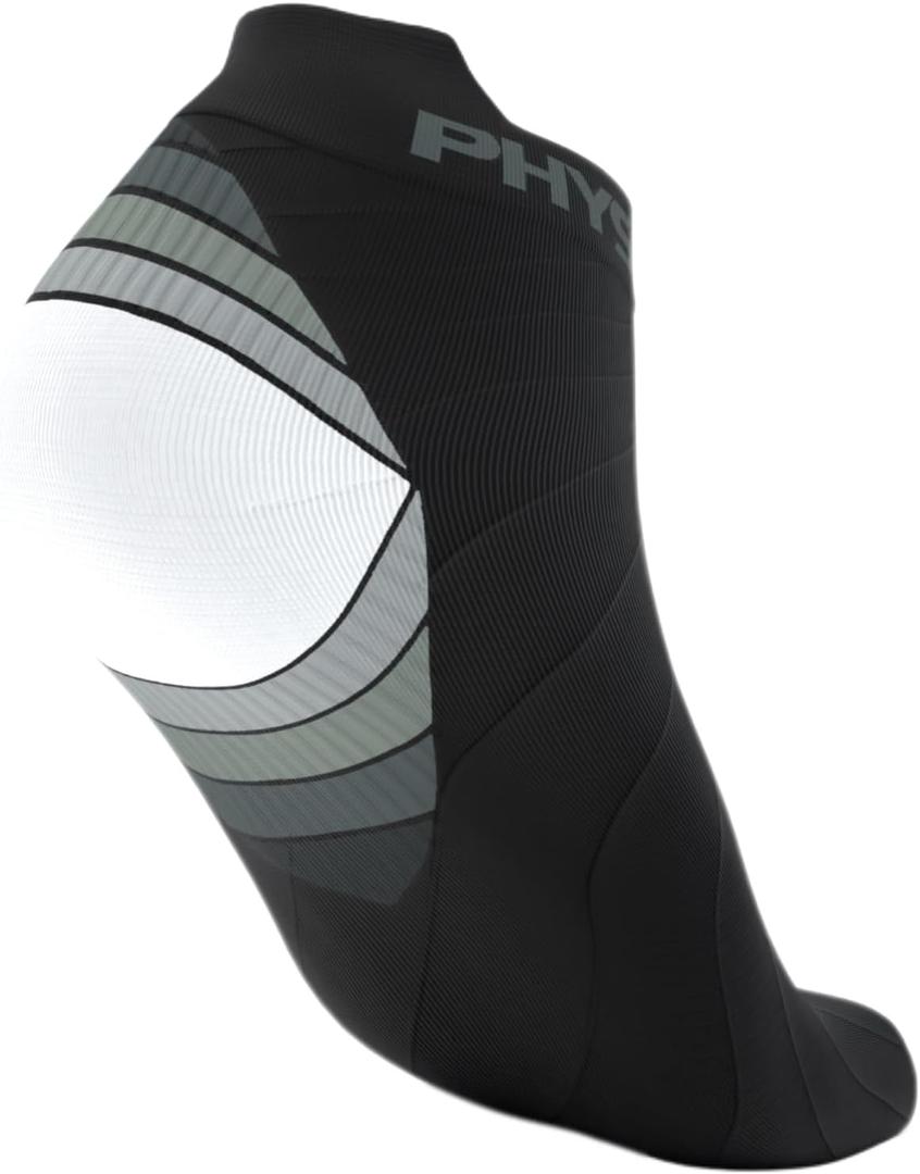Physix Gear Short Compression Socks for Men & Women - Best Low Compression Socks Women & Men Ankle Socks with Arch Support (Black/White)