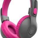 JLab JBuddies Studio 2 On-Ear Kids Wired Headphones, Grey/Pink, Toddler Headphones, Kid Safe, Studio Volume Safe, Volume Limiter, Folding, Adjustable, Noise Isolation, with Mic