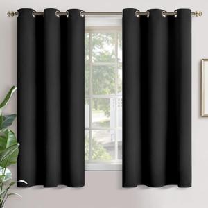 YoungsTex Black Blackout Curtains 63 Inch Length for Bedroom, Thermal Insulated Drapes with Grommet Room Darkening Privacy for Living Room, 2 Panels, 42 x 63 Inch
