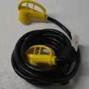 POWGRN 30 Amp RV Extension Cord 15 FT Outdoor with Grip Handle, Flexible Heavy Duty 10/3 Gauge STW 3 Prong RV Power Cord with Cable Organizer, NEMA TT-30P to TT-30R, Black-Yellow, ETL Listed