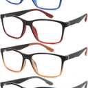 Reading Glasses for Men,4 Pack Lightweight Computer Readers for Men Blue Light Blocking with Spring Hinge,Mens eye glasses Anti Eyestrain/Dryness/UV,Two Tone Cheaters Reading Glasses +2.5