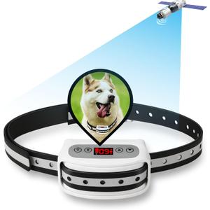 Electric GPS Wireless Dog Fence System, Pet Containment System with Waterproof and Rechargeable Training Collar Receiver for Dogs Pets Container Boundary (White)