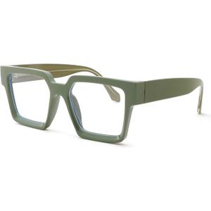 Pro Acme Oversized Square Blue Light Glasses for Men Women Fashion Rectangular Big Thick Frame UV400 Fake Eyewear (Green)