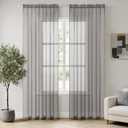 MIULEE 2 Panels Solid Color Sheer Window Curtains Elegant Window Voile Panels/Drapes/Treatment for Bedroom Living Room (54X54 Inches Grey)