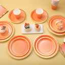 Gudvilla Orange Plates and Napkins Party Supplies 200Pcs, Orange Party Decorations, Serve 50, Fall Paper Plates for Birthday Autumn Fall Decorations