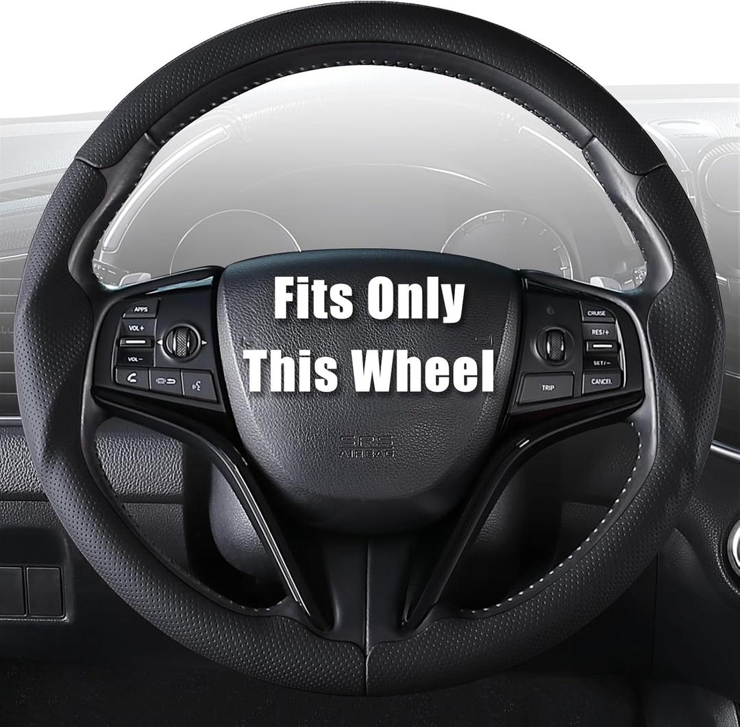 Aimato Customized Steering Wheel Cover for Honda Civic 2016-2021/CR-V 2017-2021/Clarity 2018-2021, Thin,Anti-Slip,Scratch-Resistant Exclusive Car Accessory for Honda, Nappa Black