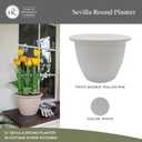 The HC Companies Sevilla Flower Planters - Outdoor & Indoor Planter - Round Self Watering Plant Pots for Herbs & More (9”, White, Pack of 2)