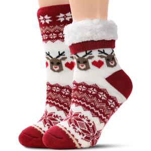 Slipper Socks for Women with Grippers Non Slip, Sherpa Lined Slipper Socks