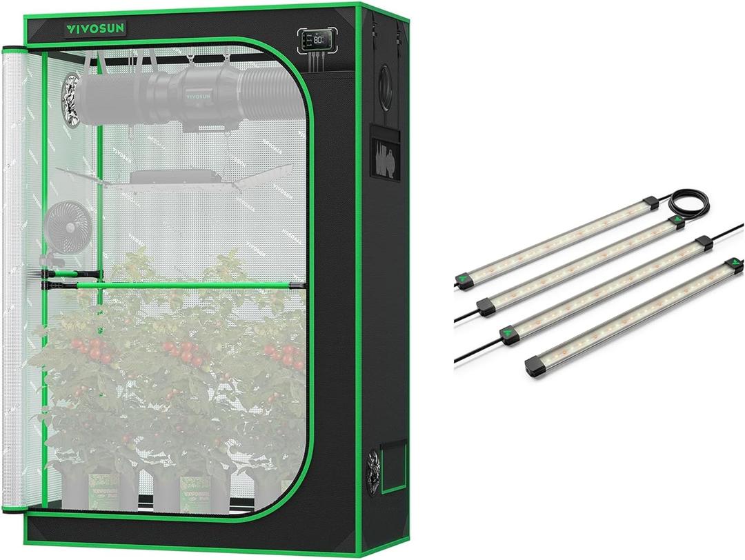 VIVOSUN P426 48"24"72" PRO Grow Tent and Lumaray LED Grow Light Bars 16(4-Bar), Full Spectrum Side Lighting with 60% Red Light up to 25% Yields for Grow Tents