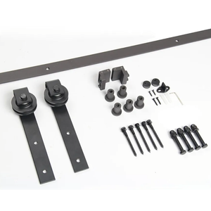 Matte Black Rustic J-Shape Basic Vintage Sliding Barn Door Hardware Kit Two-Openings 10FT(2X1525mm) Track Single-Door Hardware Kit