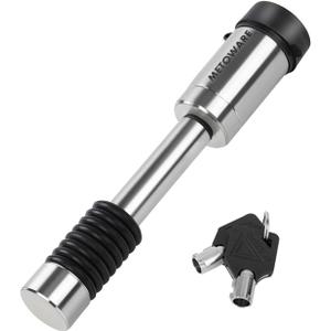 METOWARE Stainless Steel Trailer Hitch Lock - 5/8" Pin for Class III IV Hitches (2" & 2.5" Receivers) - Heavy Duty Anti-Theft Receiver Lock with 8 Anti-Rattle O-Rings & Waterproof Cap (1 pack)