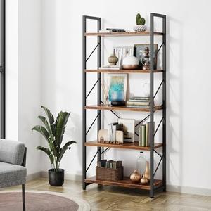 Amazon.com: Shintenchi 5 Tiers Bookshelf, Classically Tall Bookcase Shelf, Industrial Book Rack, Modern Book Holder in Bedroom/Living Room/Home/Office, Storage Rack Shelves for Books/Movies-Rustic Brown : Home & Kitchen