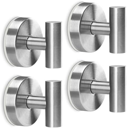 Towel Hooks Shower Suction Hook Towel Hanger for Bathroom Hanging Coat, Robe, Removable Wall Mounted Hook for Bedroom Kitchen Hotel Pool Brushed Nickel(2-Pack)