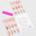 Gold Flower Press on Nails, Almond Shape Fake Nails, French Tip False Nails with 3D Jelly Floral Designs, Medium Lenght Pearl Charm Acrylic Nails, Glossy Pink Full Cover Glue on Nails