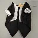 Dog Tuxedo, Formal Pet Clothes Shirt Costume Wedding Attire Party Bow Tie Suit, Pet Outfit for Small Medium Large Dogs Cats, Halloween Pet Costumes Birthday Puppy Clothing Christmas Apparel (M) (Black)