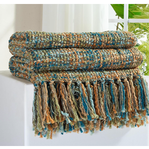 Multi-Color Cable Woven Throw Blanket for Couch - 50"X60"