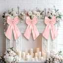 3 Pcs 2 FT Large Bow Decorations Big Satin Bows Hanging Wall Decors for Room Fireplace Coquette Birthday Backdrop Bridal Shower Wedding Bachelorette Christmas Party Supplies(Pink)