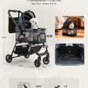 3 in 1 Pet Carrier Stroller with Detachable Carrier, Foldable Dog & Cat Stroller for Small/Medium Dogs up to 33 lbs, Large Storage Bag, Full Window Mesh, One-Touch Dual Brake, Car Seat