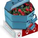Hearth & Harbor Container-Hard Shell Christmas Bag with Interior Pockets, Dual Zipper and Handles-Premium Wreath Storage Organizer Box, 30", Blue (Pack of 2)
