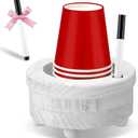 Honeydak Wooden Cup Holder with Marker Slot Cup Dispenser Party Round Organizer for Party Decoration Bathroom Kitchen Showers Picnic Housewarming Couples Gift Social Gathering(Classic Style)