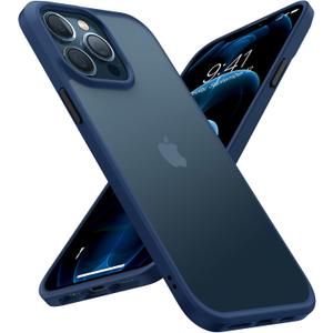 TORRAS Shockproof Compatible for iPhone 12 Case for iPhone 12 Pro Case, [Military Grade Drop Tested] Translucent Matte Hard PC Back with Soft Silicone Edge Slim Protective Guardian, Blue