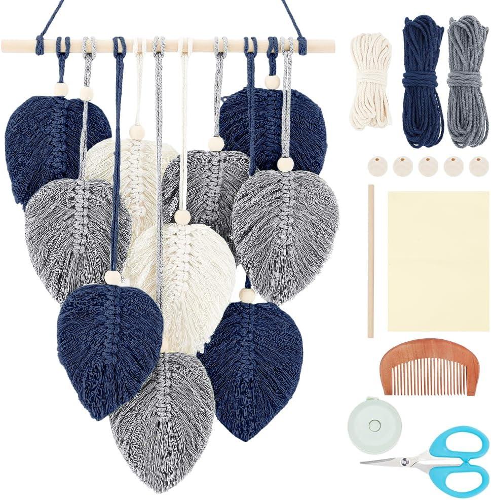 FREEBLOSS Macrame Leaf Wall Hanging Kit Boho Wall Hanging Macrame Tapestry DIY Macrame Wall Art for Beginners Macrame Boho Wall Decor for Room Decor Adults Gift