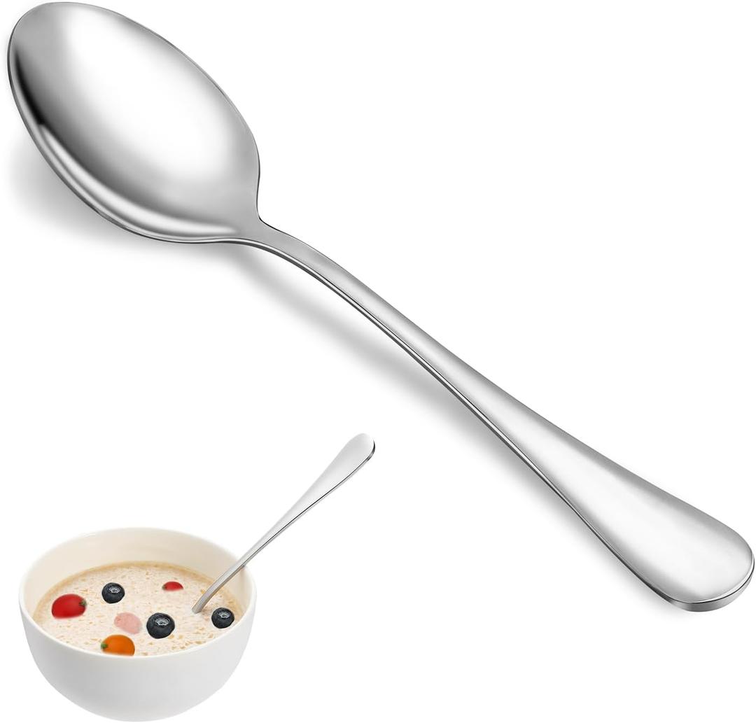 Dinner Spoon Set, 16 Pcs 7.3" Tablespoons, Premium Food Grade Stainless Steel Spoons, Durable Metal Spoon, Tablespoon, Silverware Spoons Only, Mirror Finish & Dishwasher Safe, Use for Home, Restaurant