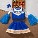 Kids Girls Cheerleader Costumes Halloween Dress Up Role Play Birthday Paty (M)
