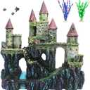 PINVNBY Aquarium Resin Castle Decoration Fish Tank Driftwood Castle Cave Hideouts House Plants Supplies Accessories(Red)