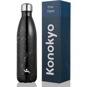 Insulated Water Bottles,25 oz Double Wall Stainless Steel Vacumm Metal Flask for Sports Travel,Marble Midnight