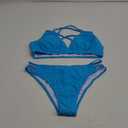 Tainehs Women's Push Up V Neck Bikini Sets Criss Cross Back Two Piece Bathing Suit (Large, Lake Blue)