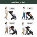 Ingenuity 3D Travelmate Pro Lightweight Travel Stroller with Fold-Away Ride-On Board for Toddlers, Airplane Overhead Bin Compatible, Car Seat Ready, One-Hand Fold