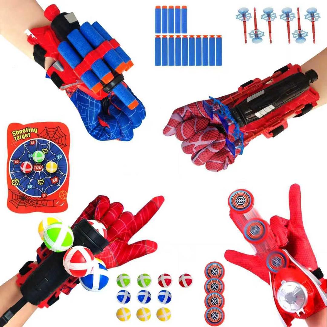 4 Pack Spider Web Shooters Hero Launcher Wrist Toy Set, Educational Toy Set for Boys Age 4-8Hero Cosplay Gloves with Wrist Toy Funny Decorate Kids