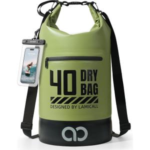 Lamicall Dry Bag Waterproof Backpack - [Durable & Floating] 40L Large Water Proof Bag with Waterproof Phone Case for Kayaking, River Rafting, Lake, Float Trip, Tubing Essentials