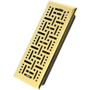 Floor Register 4x10 Inches - Heavy Duty Walkable Steel Floor Vent Covers for Home Floor - Adjust Air Flow Direction Curved Safe Edges,Gold