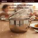 GEDO Stainless Steel Stock Pot with Glass Lid, 304 Grade Premium Soup Pot, Silver, Double Handle, for Kitchen Cooking (9.43in/24cm size)