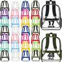 48 Pack Clear Backpack Bulk,17 inch Heavy Duty School Backpack 12 Colors